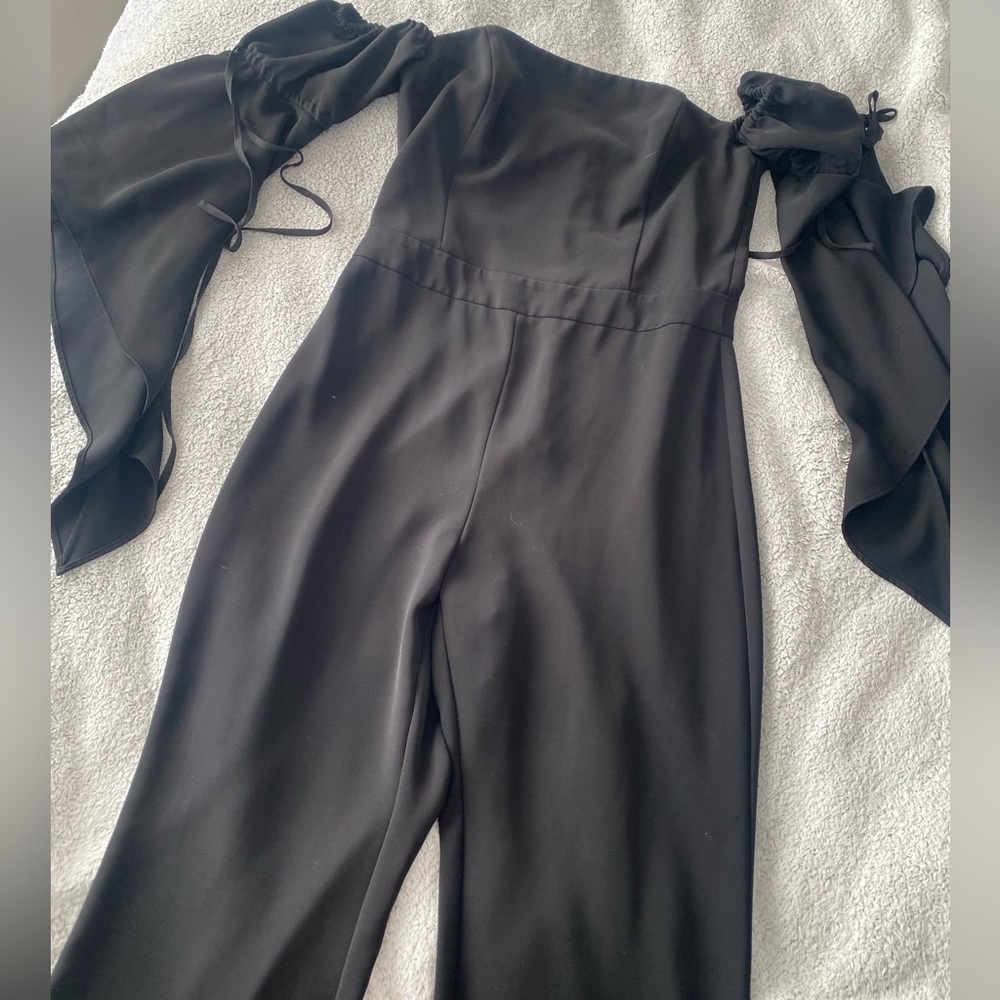 White House black market black long off the shoulder jump suit
